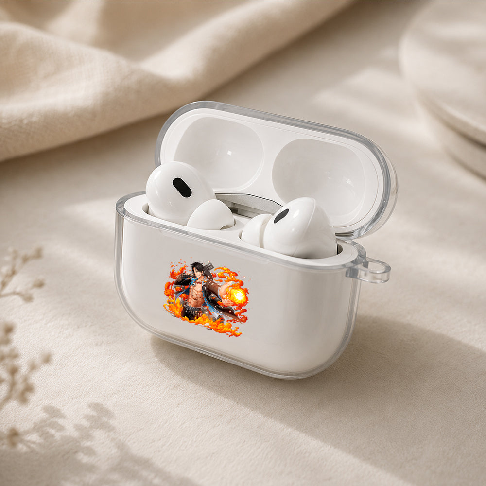 Portgas D Ace One Piece Protective Apple AirPods Pro 3 Clear Case | Shockproof Cover
