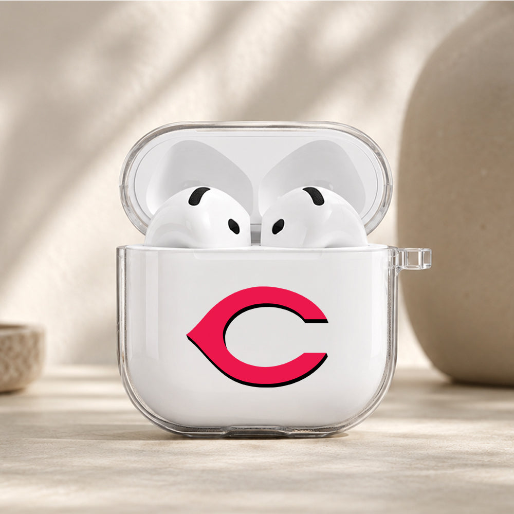 MLB Cincinnati Reds Logo Protective Apple Airpods 4 Clear Case - Durable Clear Protection
