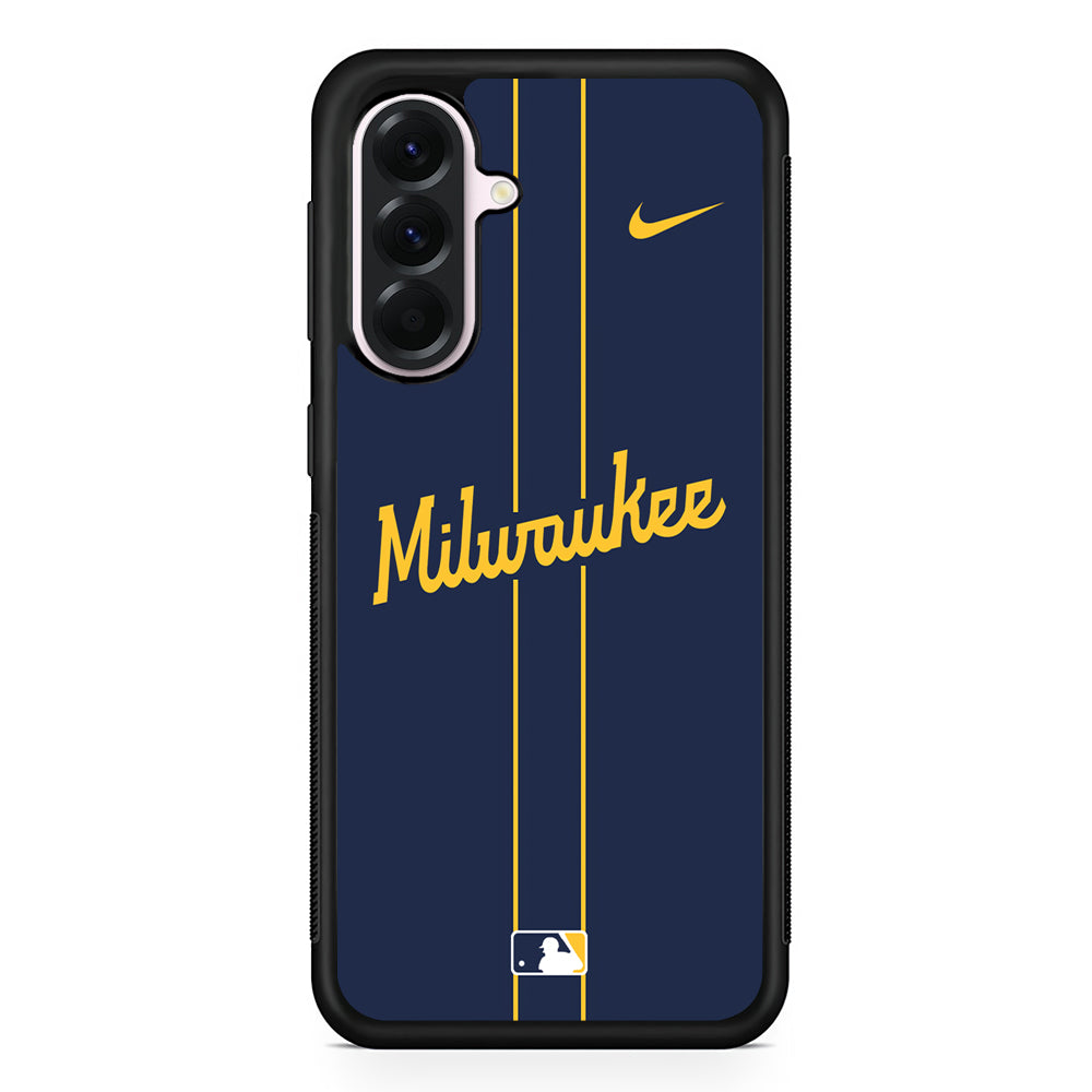 MLB Milwaukee Brewers Navy Nike Samsung Galaxy A56 Case | Samsung Galaxy A56 Protective Rubber Case