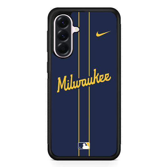 MLB Milwaukee Brewers Navy Nike Samsung Galaxy A56 Case | Samsung Galaxy A56 Protective Rubber Case