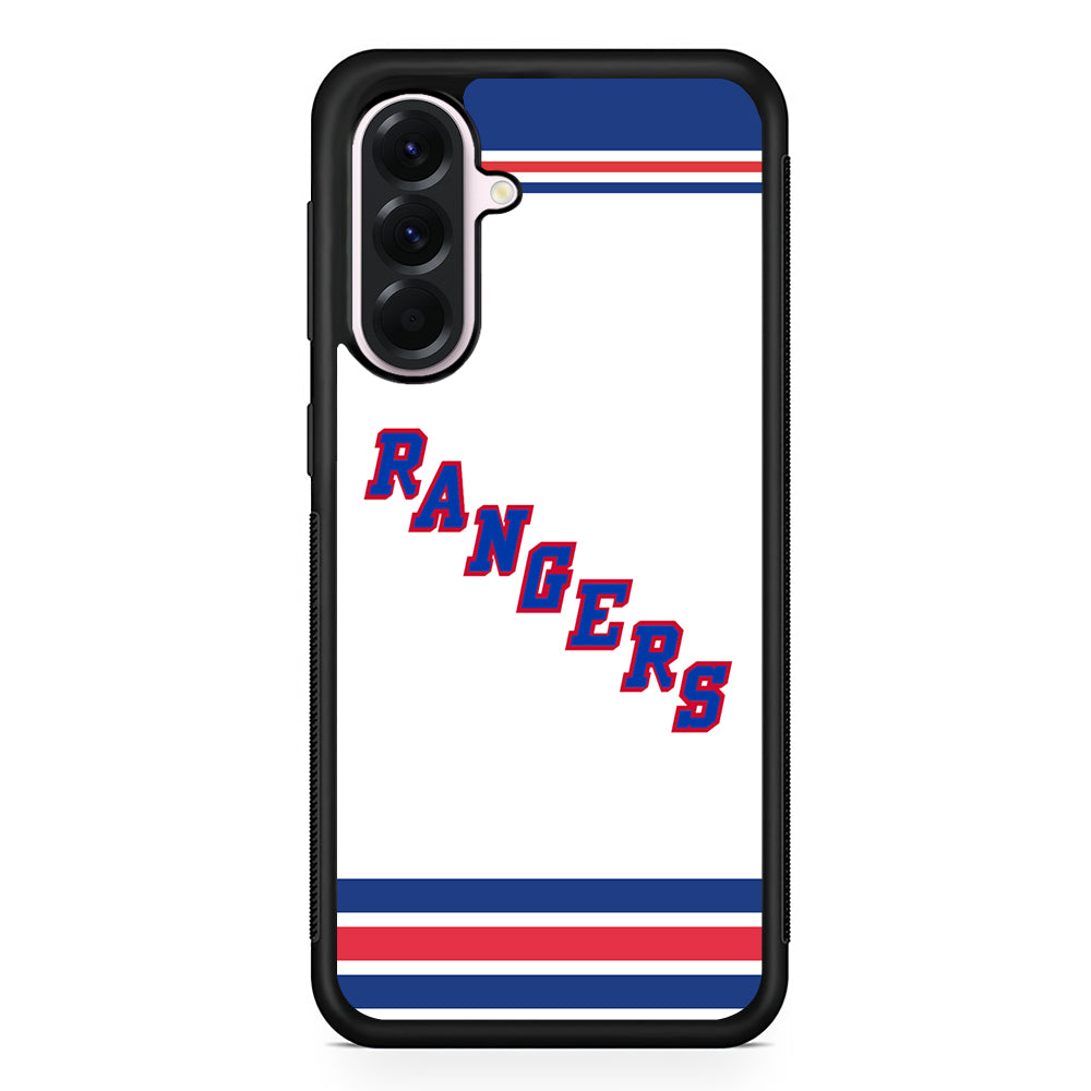 NHL New York Rangers White Samsung Galaxy A56 Case | Samsung Galaxy A56 Protective Rubber Case