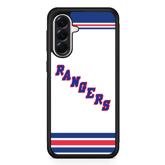 NHL New York Rangers White Samsung Galaxy A56 Case | Samsung Galaxy A56 Protective Rubber Case