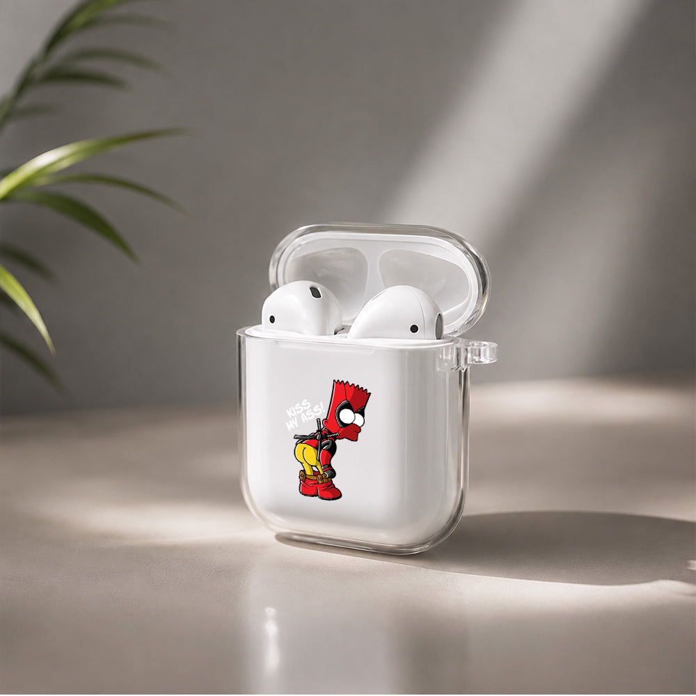 Bart Deadpool Costume Protective Clear Case Cover For Apple Airpods | Soft Silicone AirPods 1 / 2 Case | Protective Cover