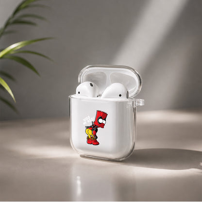 Bart Deadpool Costume Protective Clear Case Cover For Apple Airpods | Soft Silicone AirPods 1 / 2 Case | Protective Cover