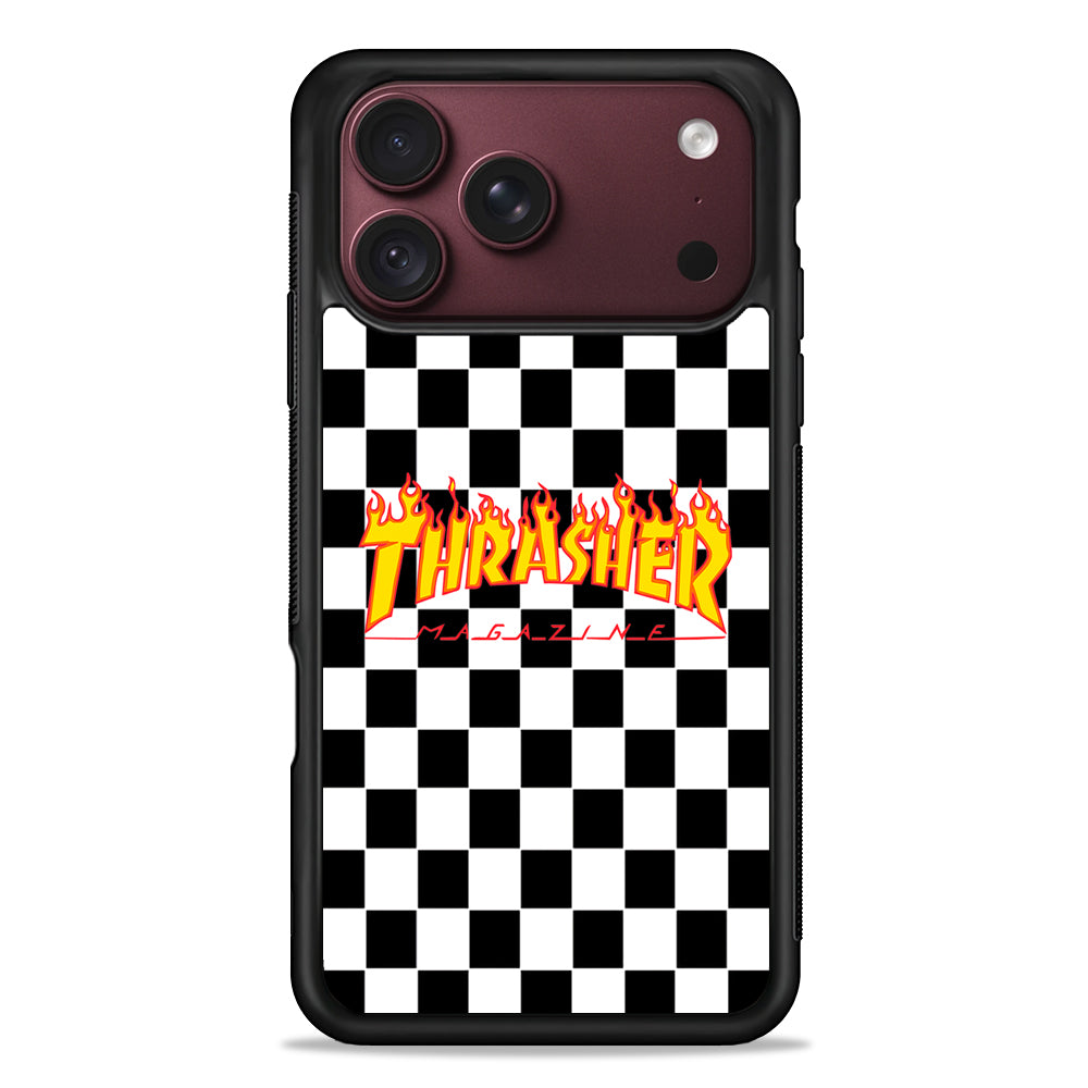 Thrasher Chess Board Background iPhone 18 Pro Max Case – Slim Silicone Protective Cover