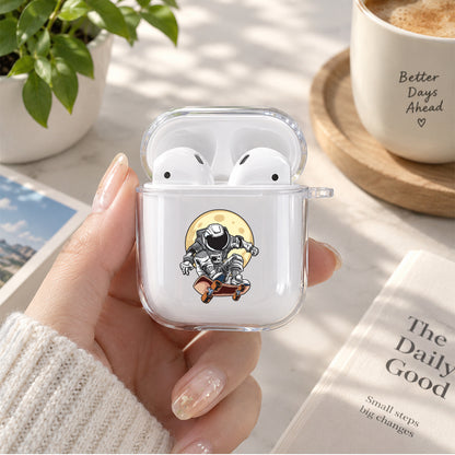 Astronauts Skater Protective Clear Case Cover For Apple Airpods | Soft Silicone AirPods 1 / 2 Case | Protective Cover