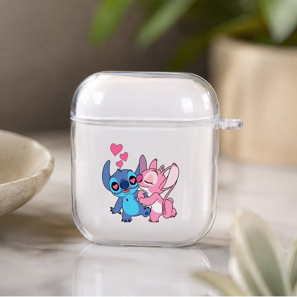 Stitch Couple Protective Clear Case Cover For Apple Airpods | Soft Silicone AirPods 1 / 2 Case | Protective Cover
