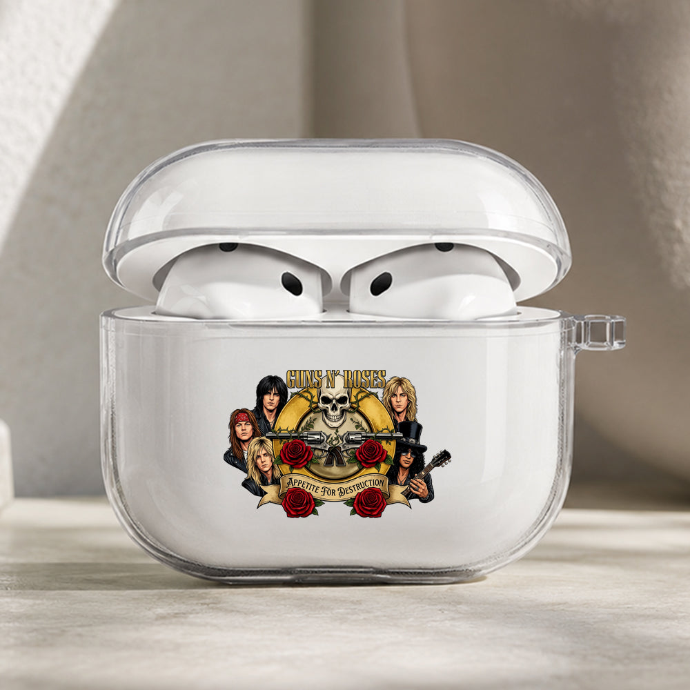 Guns N Roses Hard Rock Protective Apple AirPods Pro 3 Clear Case | Shockproof Cover