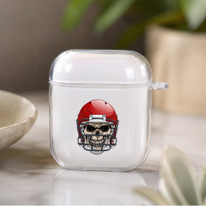 Skull Head Football Player Protective Clear Case Cover For Apple Airpods | Soft Silicone AirPods 1 / 2 Case | Protective Cover