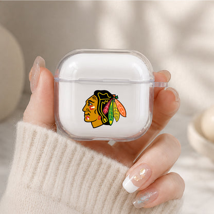 NHL Chicago Blackhawks Logo Protective Apple Airpods 4 Clear Case - Durable Clear Protection
