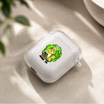 The Simpson X Rick Morty Fusion Protective Clear Case Cover For Apple Airpods | Soft Silicone AirPods 1 / 2 Case | Protective Cover