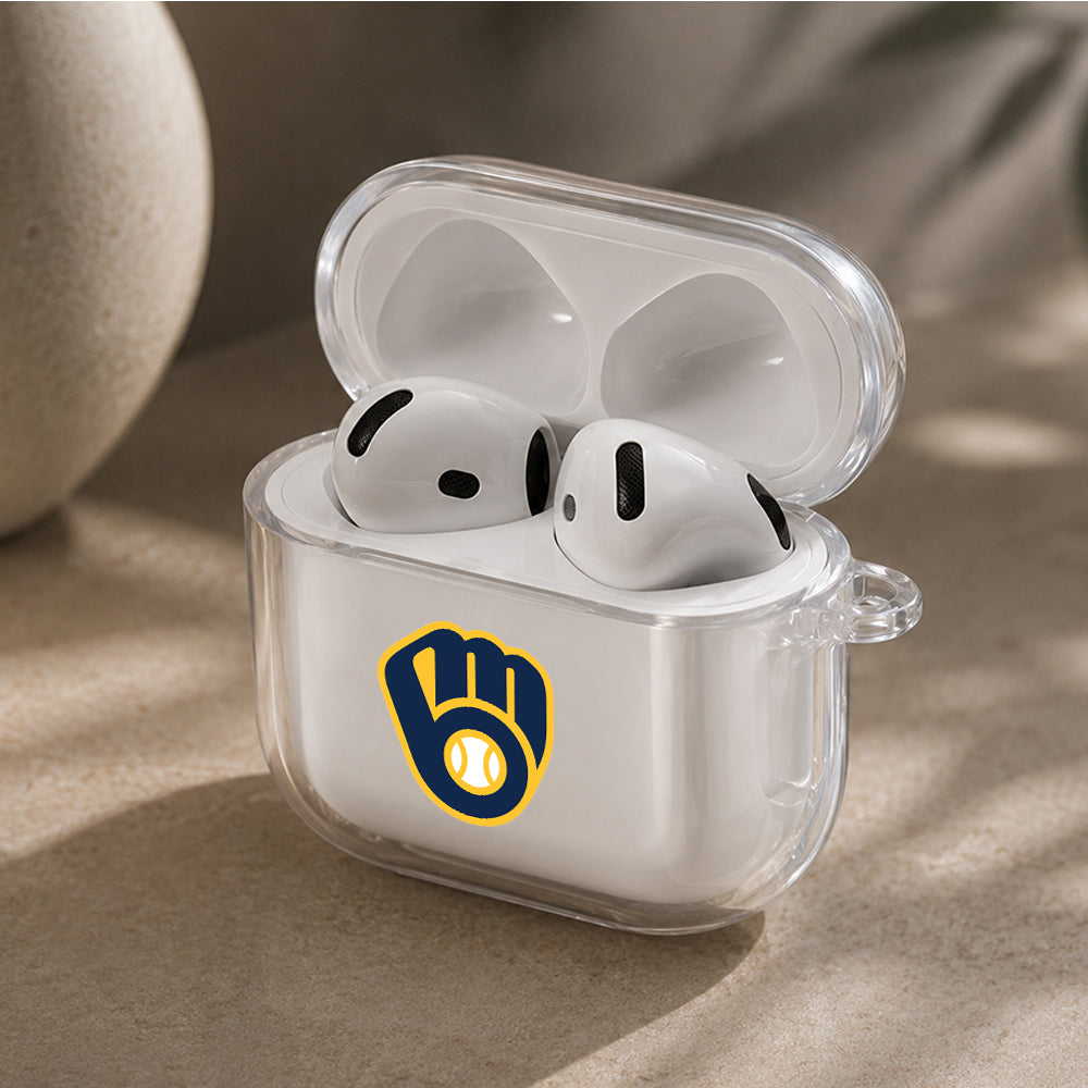 MLB Milwaukee Brewers Logo Protective Apple Airpods 4 Clear Case - Durable Clear Protection