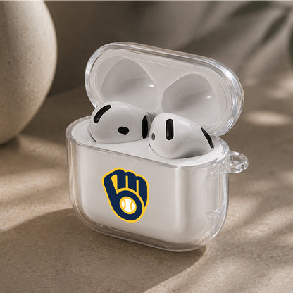 MLB Milwaukee Brewers Logo Protective Apple Airpods 4 Clear Case - Durable Clear Protection