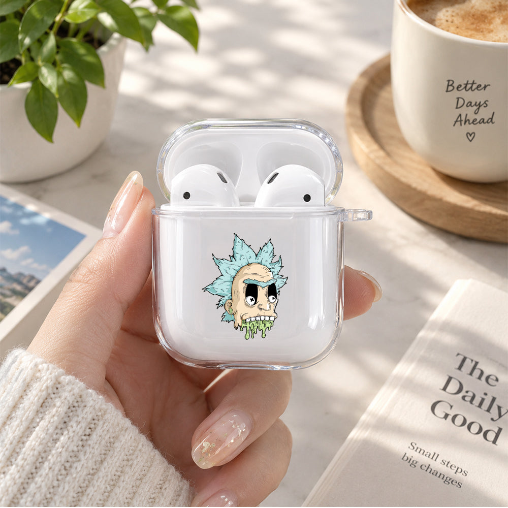 Rick Kaws Crazy Face Protective Clear Case Cover For Apple Airpods | Soft Silicone AirPods 1 / 2 Case | Protective Cover