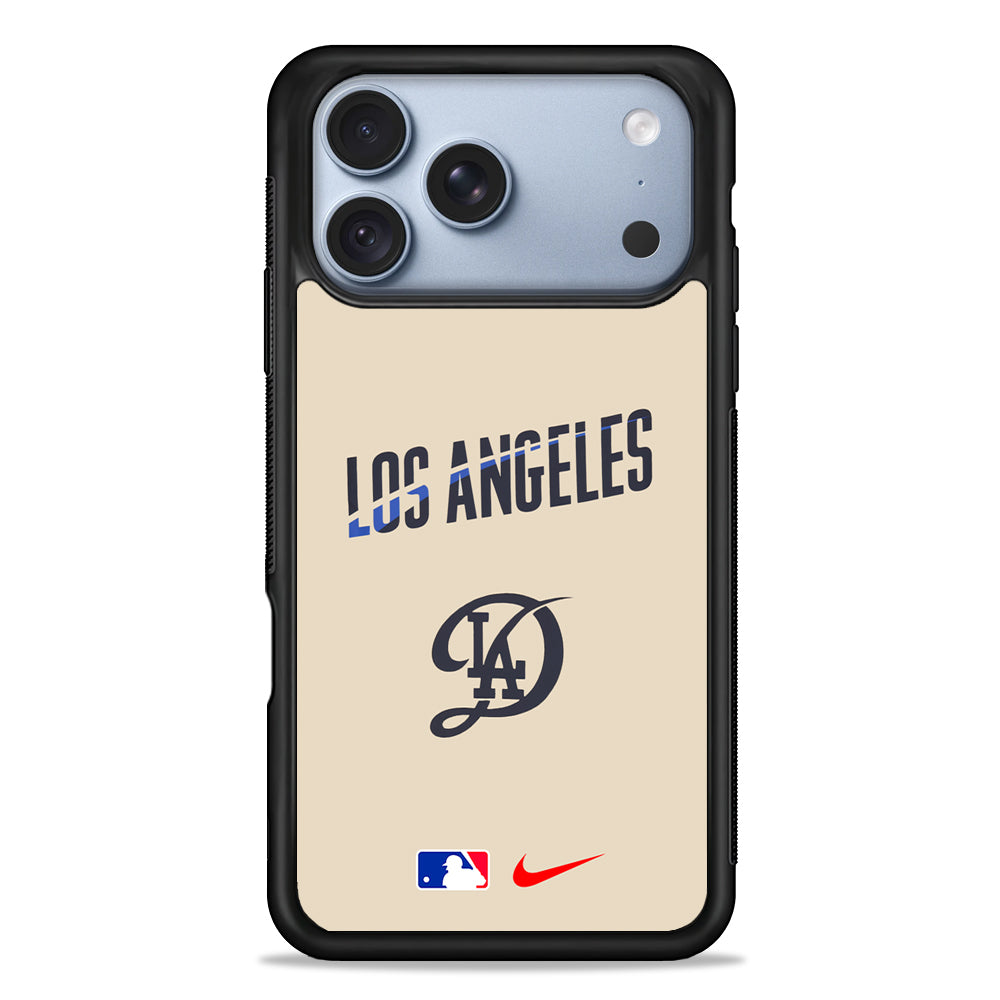 MLB Los Angeles Dodgers Cream Nike iPhone 18 Pro Case - iPhone 18 Pro Silicone Case
