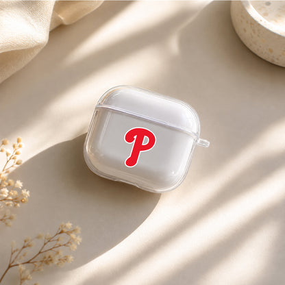 MLB Philadelphia Phillies Logo Protective Apple Airpods 4 Clear Case - Durable Clear Protection