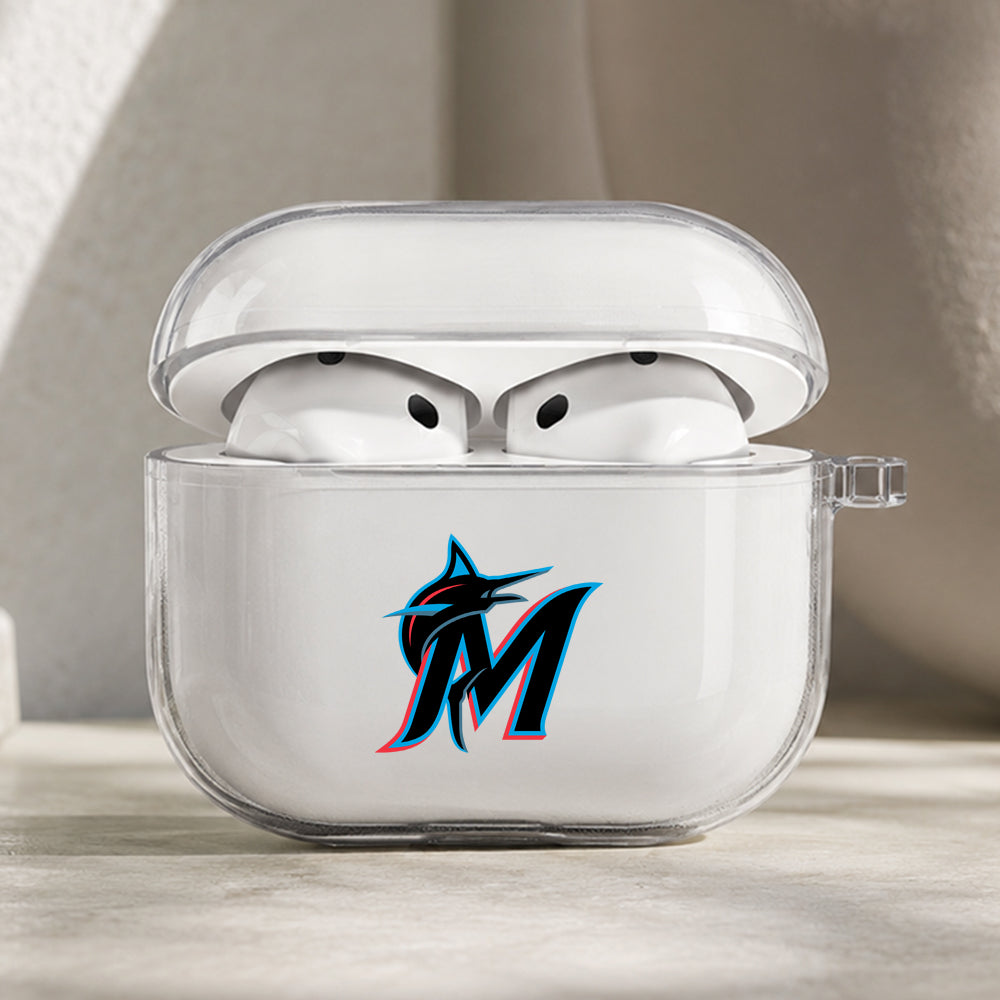 MLB Miami Marlins Symbol Protective Apple AirPods Pro 3 Clear Case | Shockproof Cover