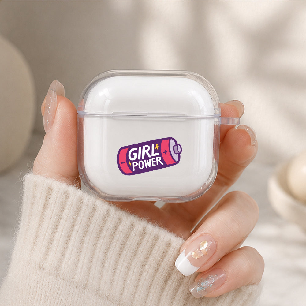 Girl Power Energy Protective Apple Airpods 4 Clear Case - Durable Clear Protection
