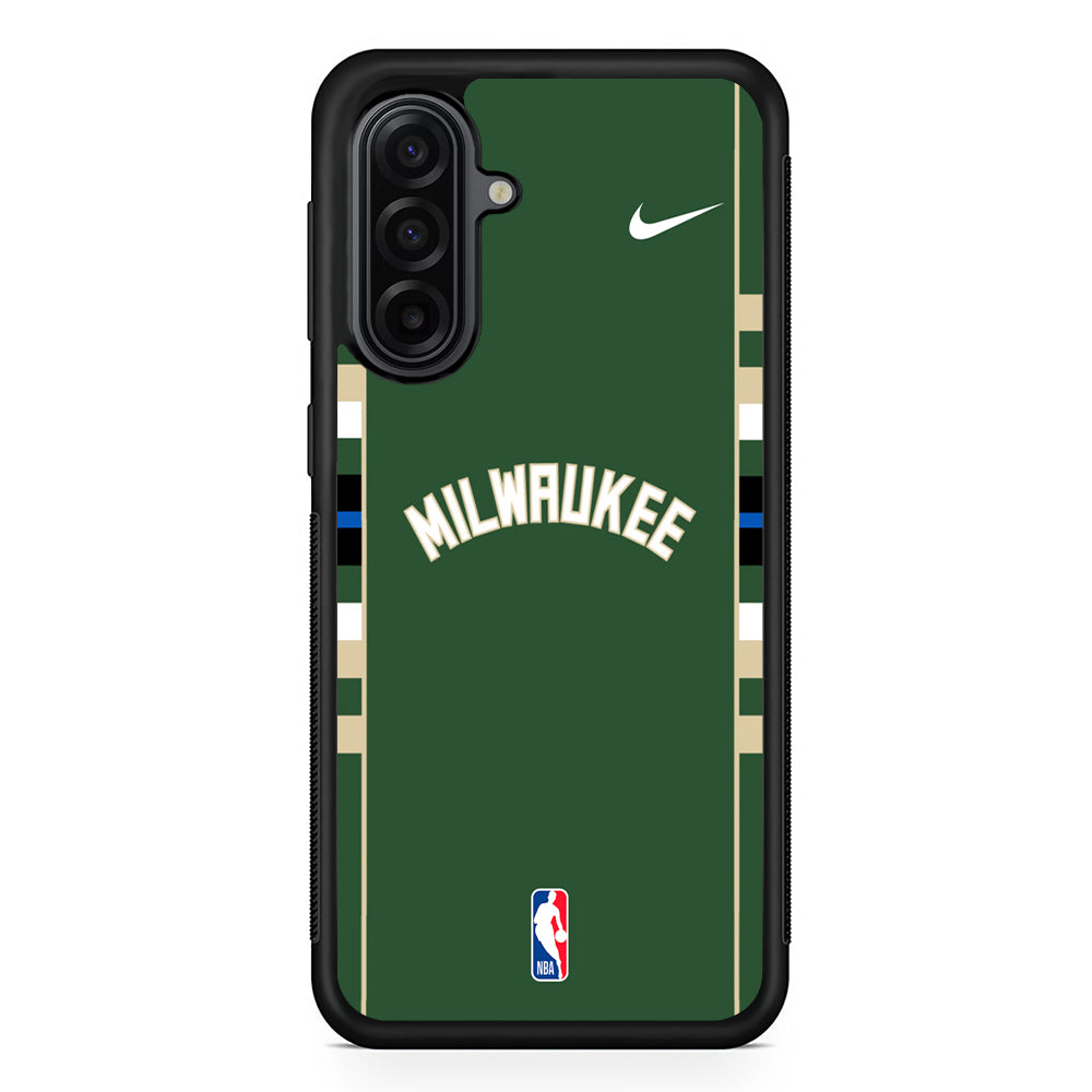 NBA Milwaukee Bucks Green Nike Samsung Galaxy A17 Case | Durable Rubber Samsung Galaxy A17 Phone Case