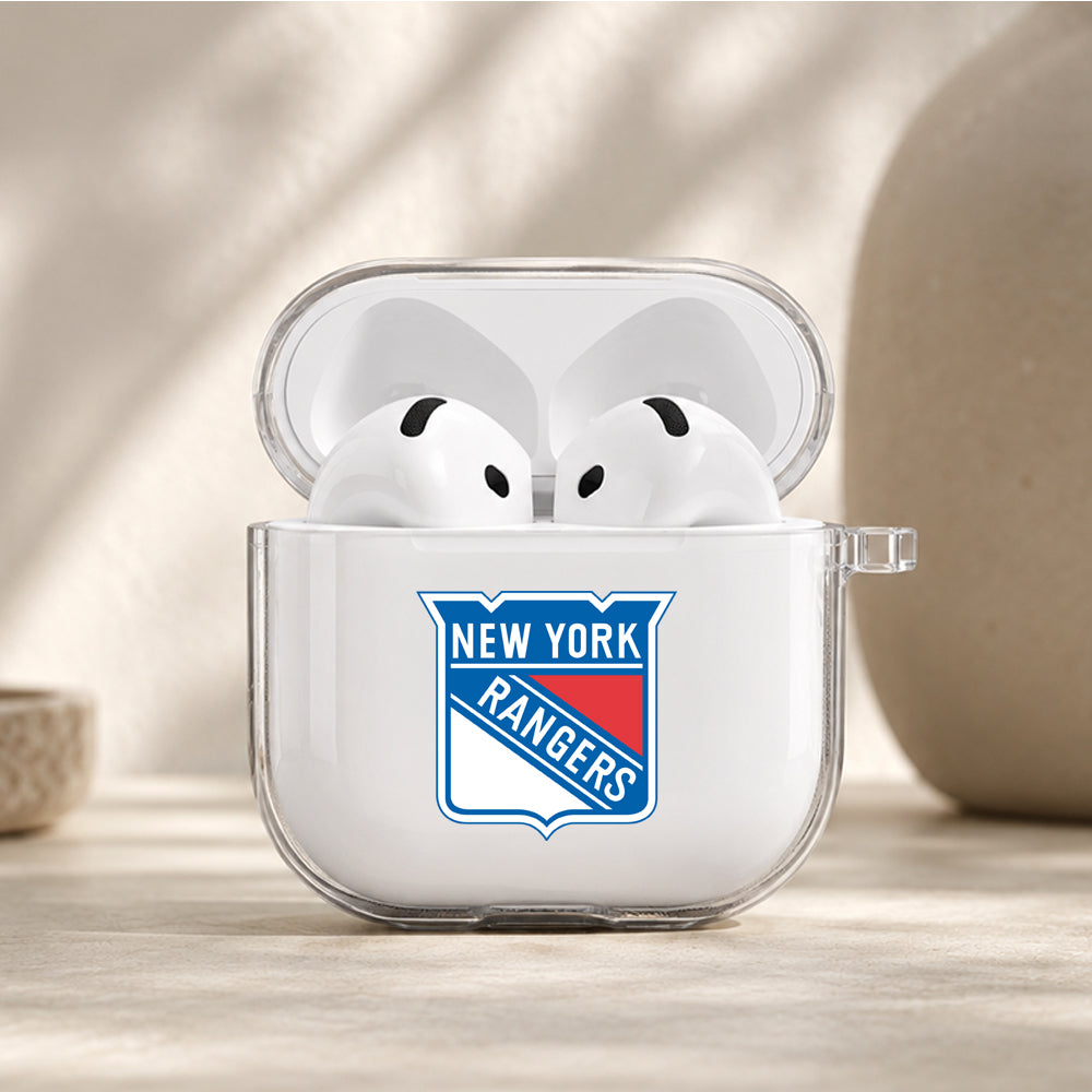 NHL New York Rangers Logo Protective Apple Airpods 4 Clear Case - Durable Clear Protection