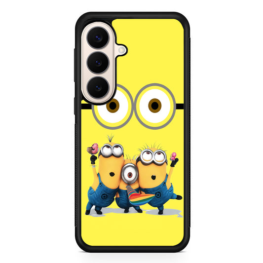 Eyes and Three Minions Samsung Galaxy S26 Case | Durable Protective Rubber Cover