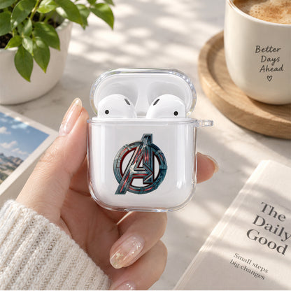 Avengers Logo Protective Clear Case Cover For Apple Airpods | Soft Silicone AirPods 1 / 2 Case | Protective Cover