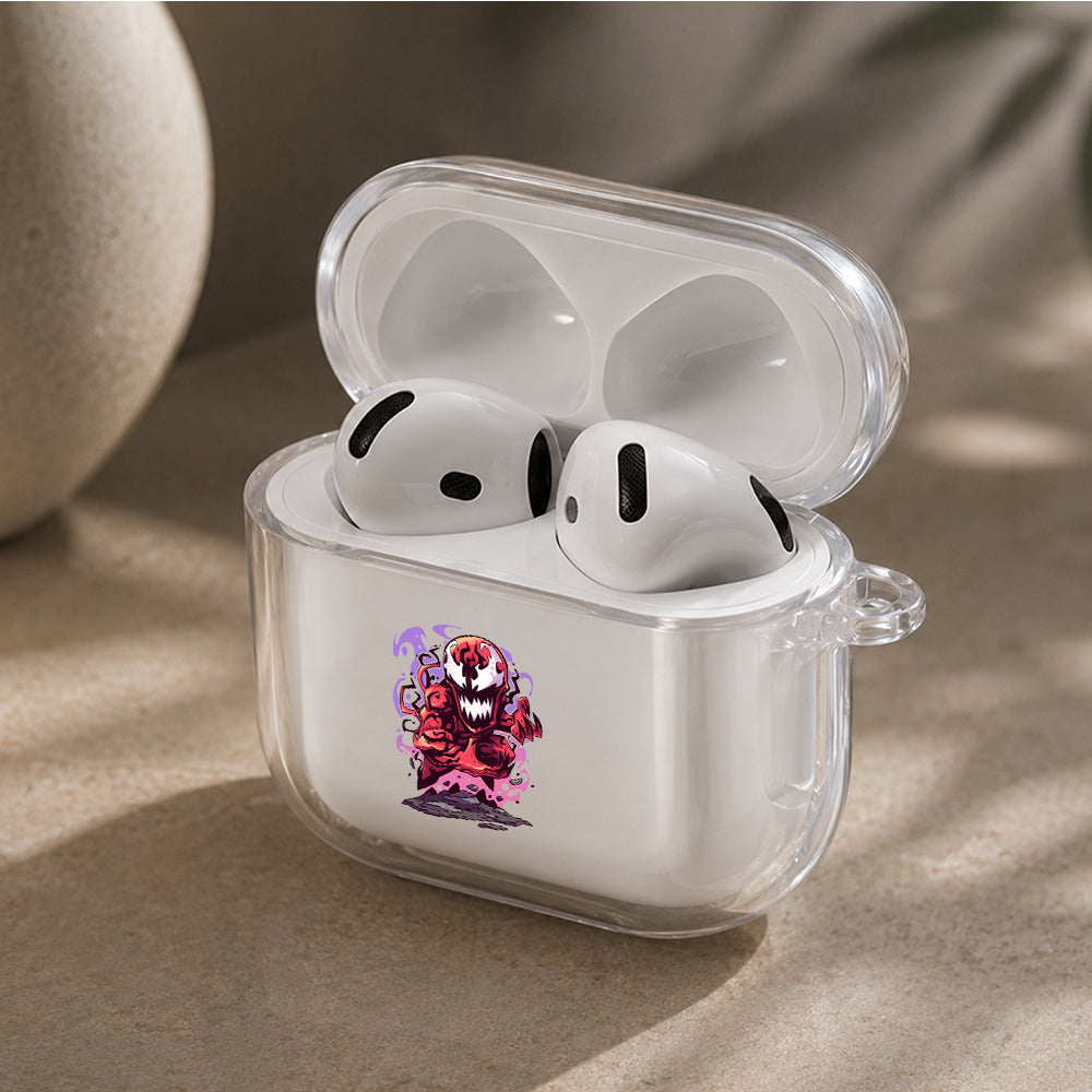 Carnage Predaetory Face Protective Apple Airpods 4 Clear Case - Durable Clear Protection