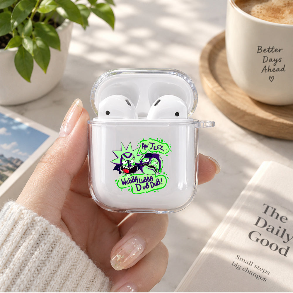 Crazy Rick and Morty Protective Clear Case Cover For Apple Airpods | Soft Silicone AirPods 1 / 2 Case | Protective Cover