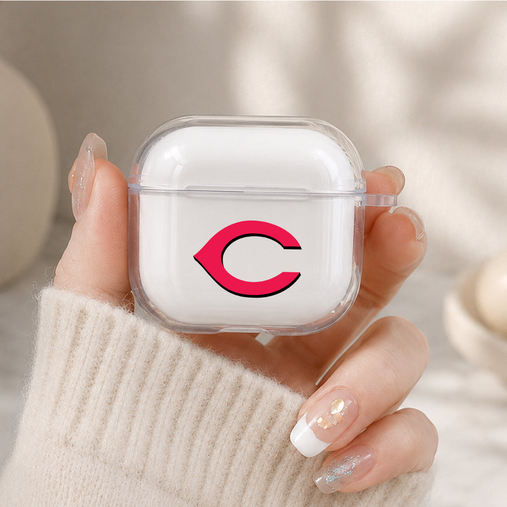 MLB Cincinnati Reds Logo Protective Apple Airpods 4 Clear Case - Durable Clear Protection
