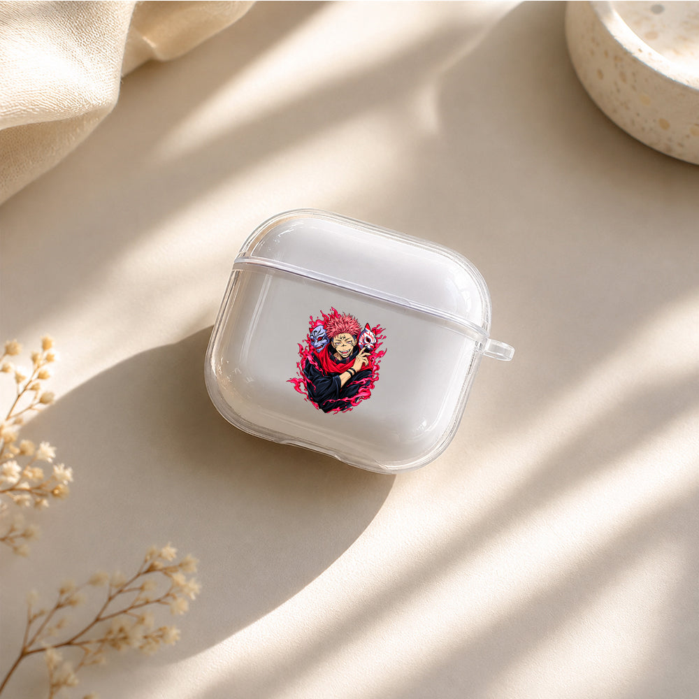 Jujutsu Kaisen Sukuna Masks Protective Apple Airpods 4 Clear Case - Durable Clear Protection