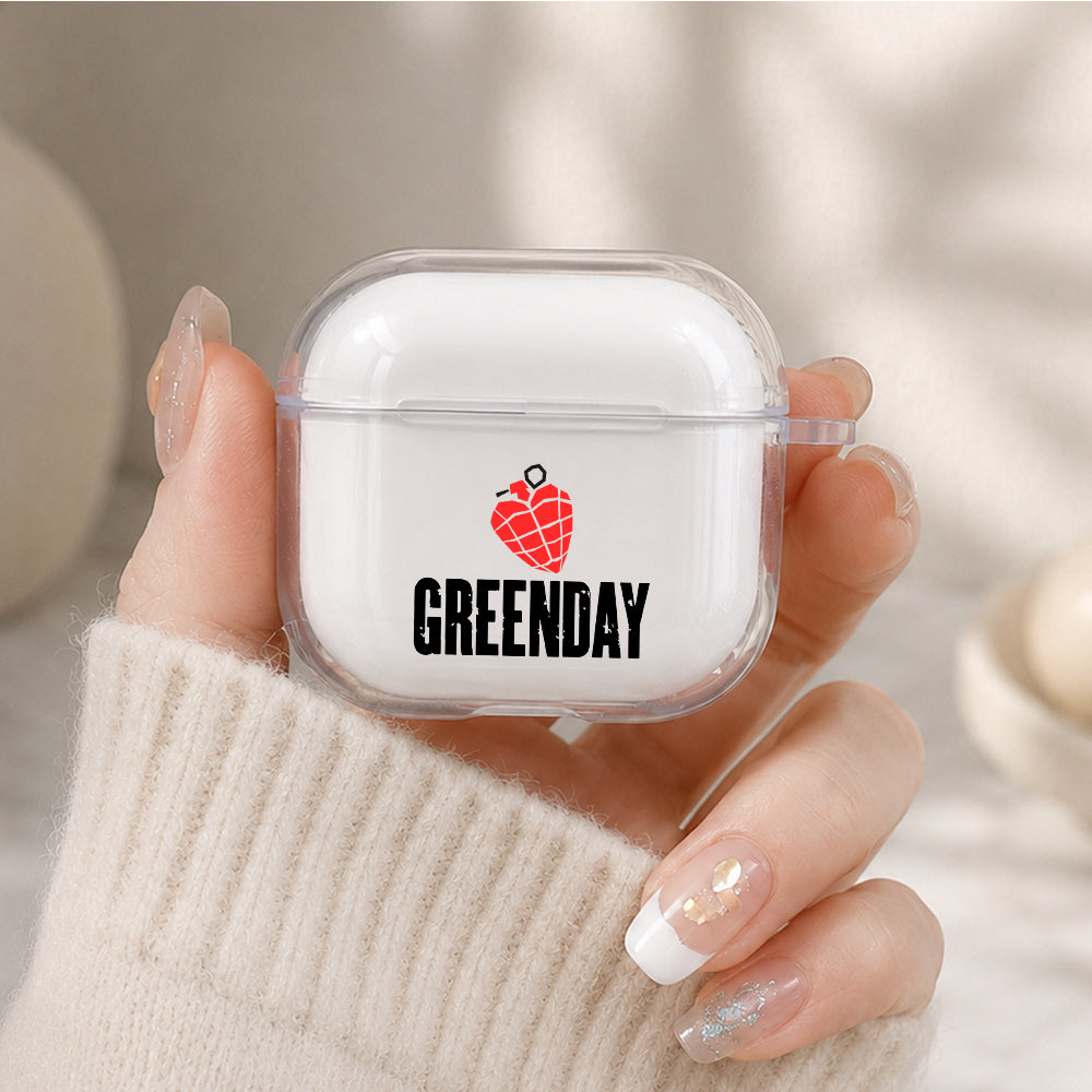 Green Day Heart Symbol Protective Apple Airpods 4 Clear Case - Durable Clear Protection