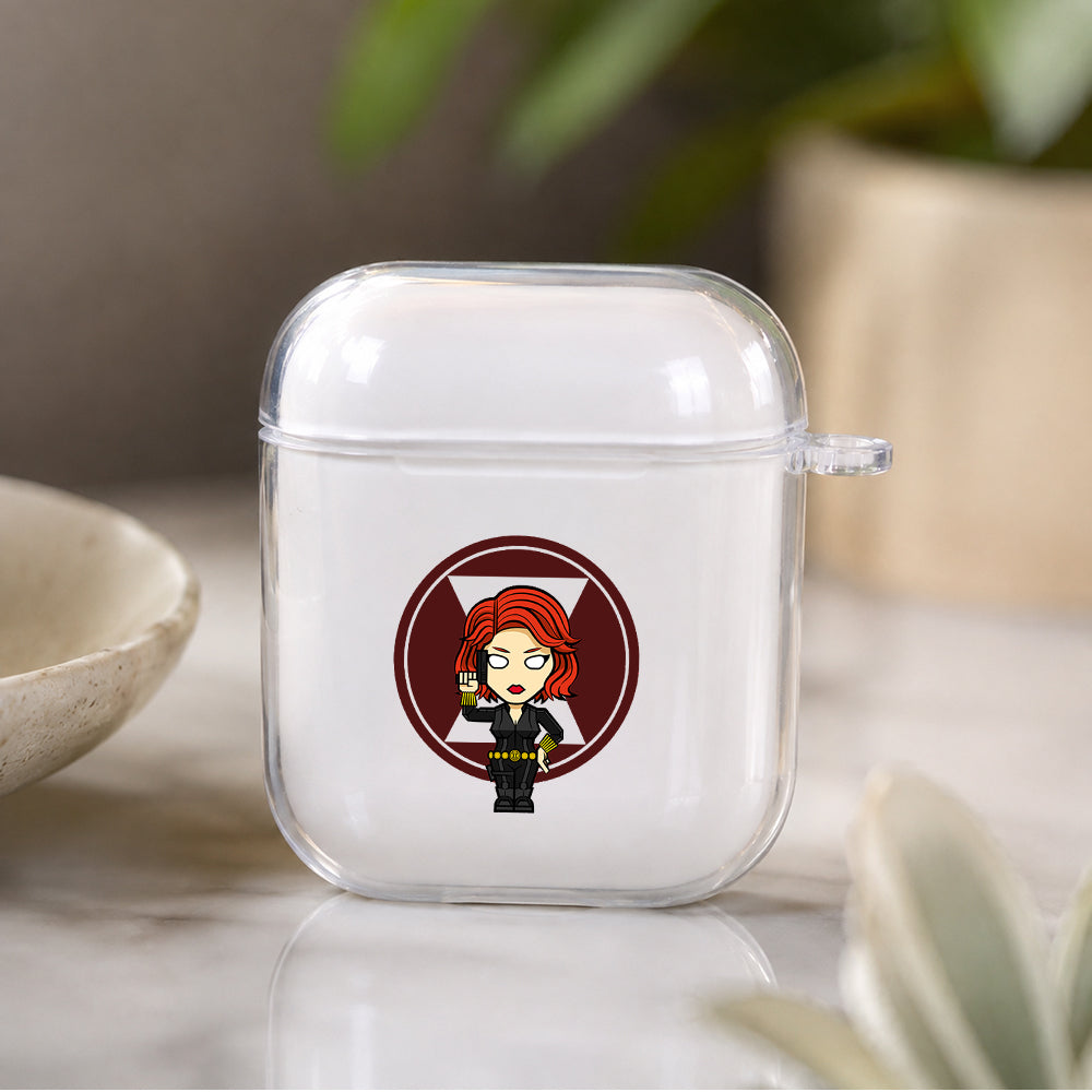 Black Widow Avengers Protective Clear Case Cover For Apple Airpods | Soft Silicone AirPods 1 / 2 Case | Protective Cover