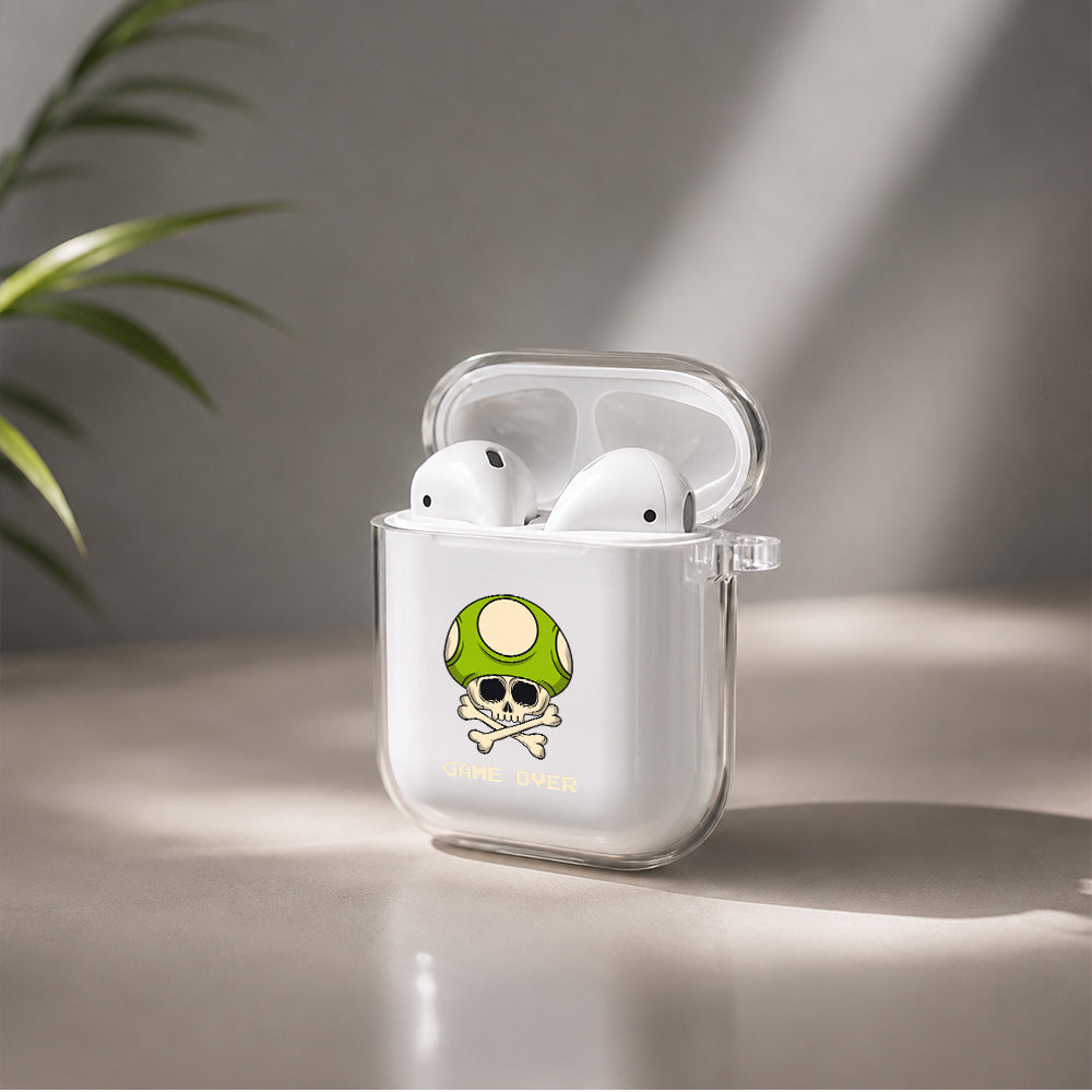 Mushroom Game Over Protective Clear Case Cover For Apple Airpods | Soft Silicone AirPods 1 / 2 Case | Protective Cover