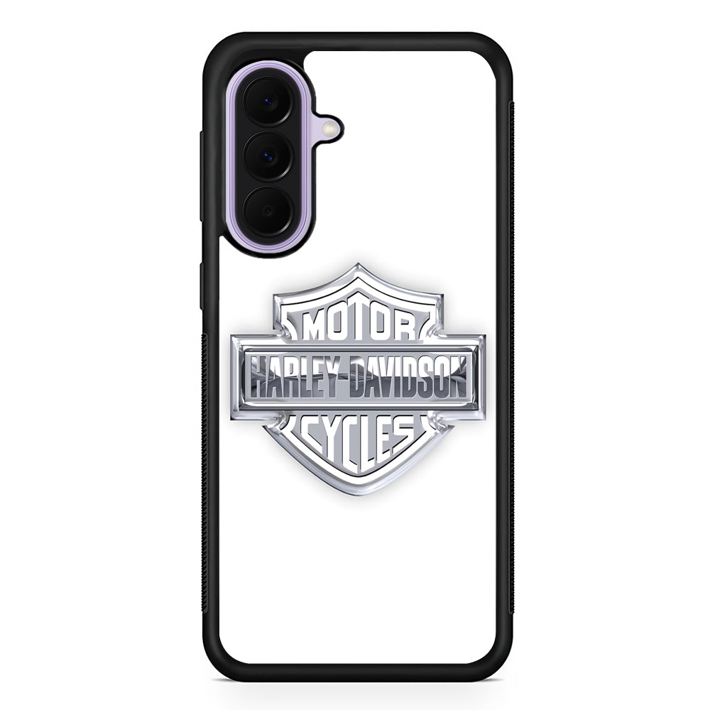 Harley Davidson Logo Silver Samsung Galaxy A37 Case | Samsung Galaxy A37 Rubber Protective Case