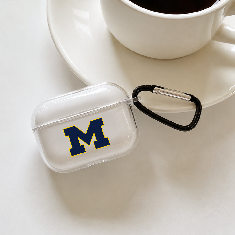 Michigan Wolverines M Spirit Protective Apple AirPods Pro 3 Clear Case | Shockproof Cover
