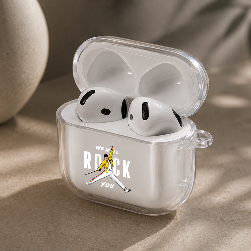 Freddie Mercury Queen Rock Protective Apple Airpods 4 Clear Case - Durable Clear Protection