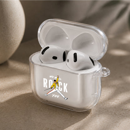 Freddie Mercury Queen Rock Protective Apple Airpods 4 Clear Case - Durable Clear Protection