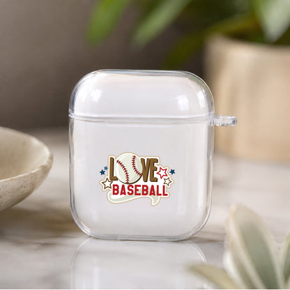 I Love Baseball Protective Clear Case Cover For Apple Airpods | Soft Silicone AirPods 1 / 2 Case | Protective Cover