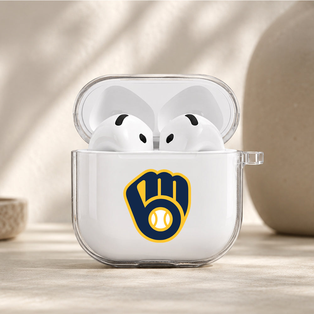 MLB Milwaukee Brewers Logo Protective Apple Airpods 4 Clear Case - Durable Clear Protection