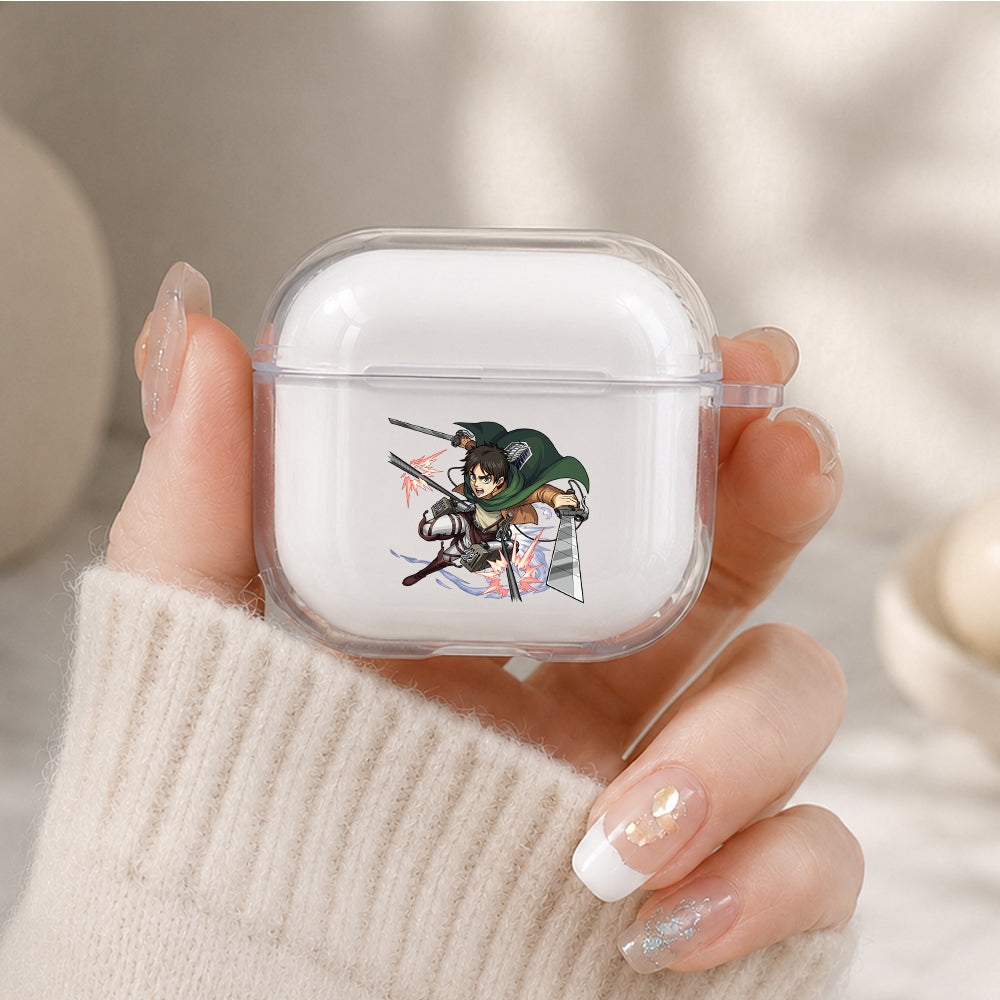 Eren Twin Blades Protective Apple Airpods 4 Clear Case - Durable Clear Protection