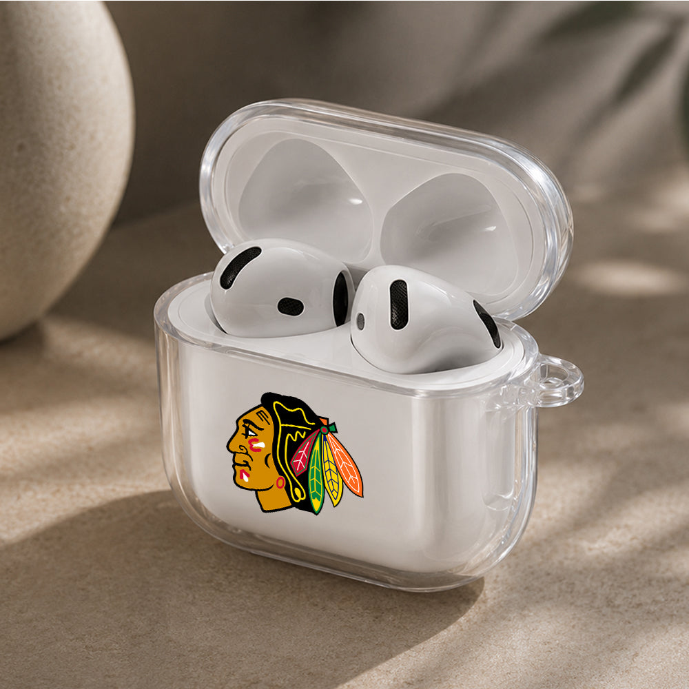 NHL Chicago Blackhawks Logo Protective Apple Airpods 4 Clear Case - Durable Clear Protection