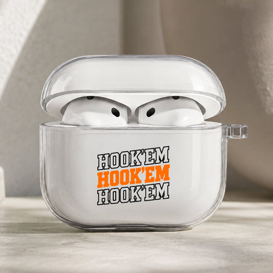 Texas Longhorns Hook Em Protective Apple AirPods Pro 3 Clear Case | Shockproof Cover