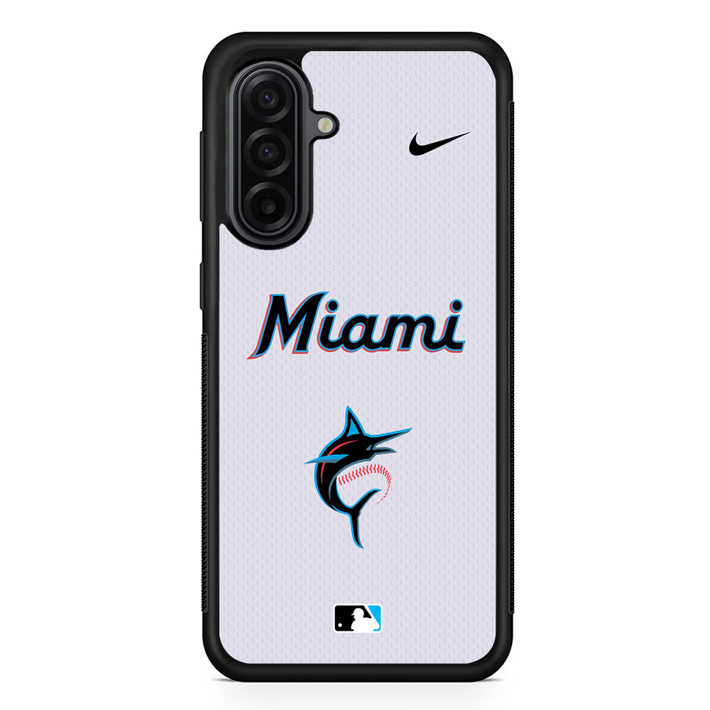 MLB Miami Marlins White Nike Samsung Galaxy A17 Case | Durable Rubber Samsung Galaxy A17 Phone Case