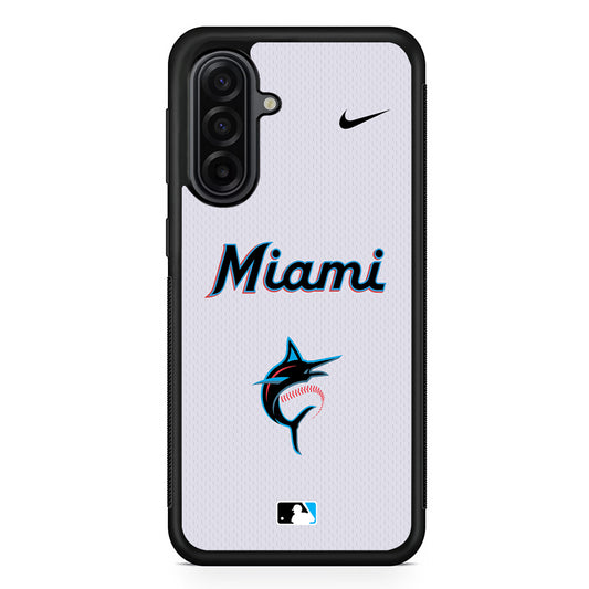 MLB Miami Marlins White Nike Samsung Galaxy A17 Case | Durable Rubber Samsung Galaxy A17 Phone Case