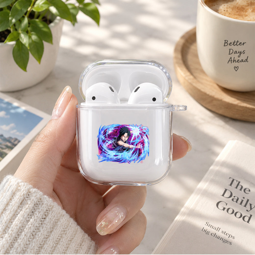 Chidori Sasuke Purple Blazing Protective Clear Case Cover For Apple Airpods | Soft Silicone AirPods 1 / 2 Case | Protective Cover