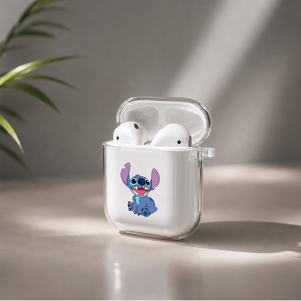Stitch Smiled Protective Clear Case Cover For Apple Airpods | Soft Silicone AirPods 1 / 2 Case | Protective Cover