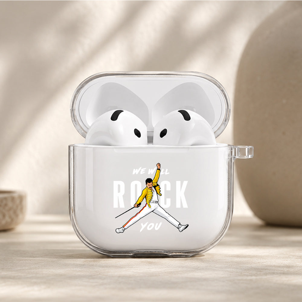 Freddie Mercury Queen Rock Protective Apple Airpods 4 Clear Case - Durable Clear Protection