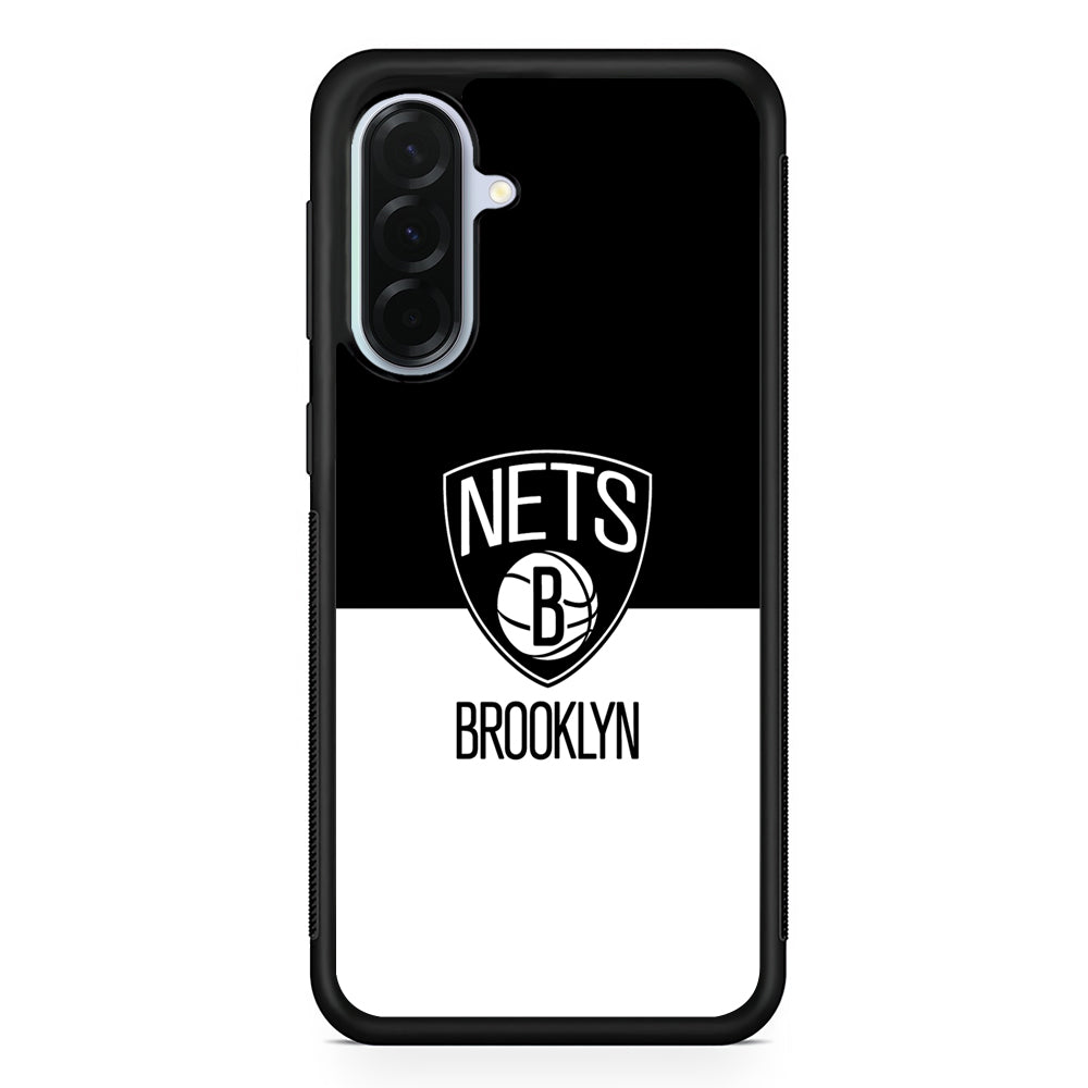 NBA Brooklyn Nets Black White Samsung Galaxy A36 Case | Durable Samsung Galaxy A36 Protective Case
