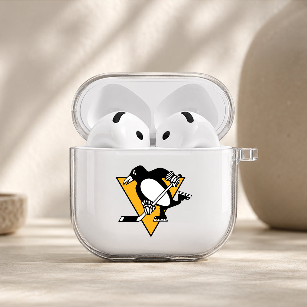 NHL Pittsburgh Penguins Logo Protective Apple Airpods 4 Clear Case - Durable Clear Protection