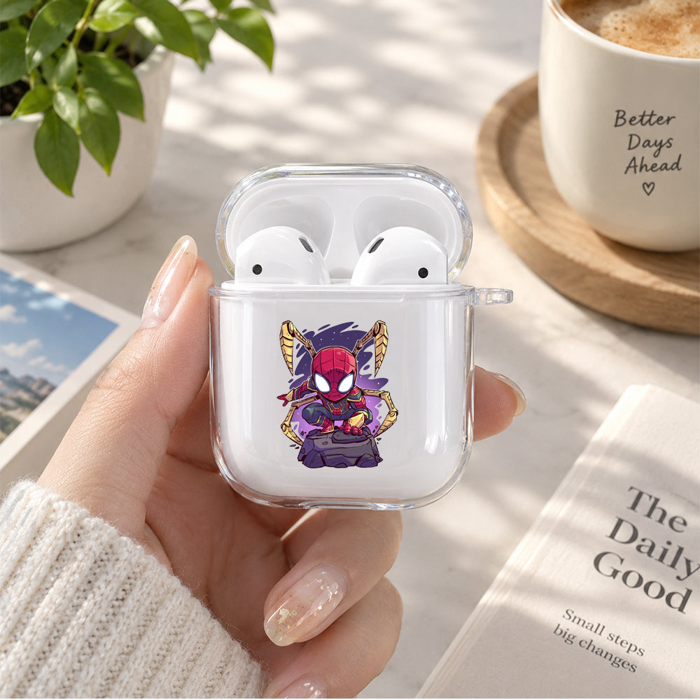 Spiderman Cartoon Art Protective Clear Case Cover For Apple Airpods | Soft Silicone AirPods 1 / 2 Case | Protective Cover